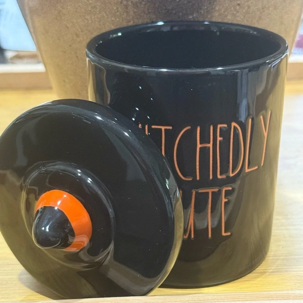 Rae Dunn Halloween “Witchedly Cute” Jar Canister Crock With Lid Decor